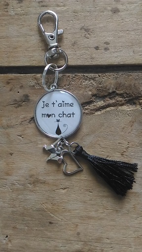 Porte-clés Homme Ernestine - Cadeau Saint-Valentin Original En Acier Inoxydable Noir Avec Gravures D'Amour